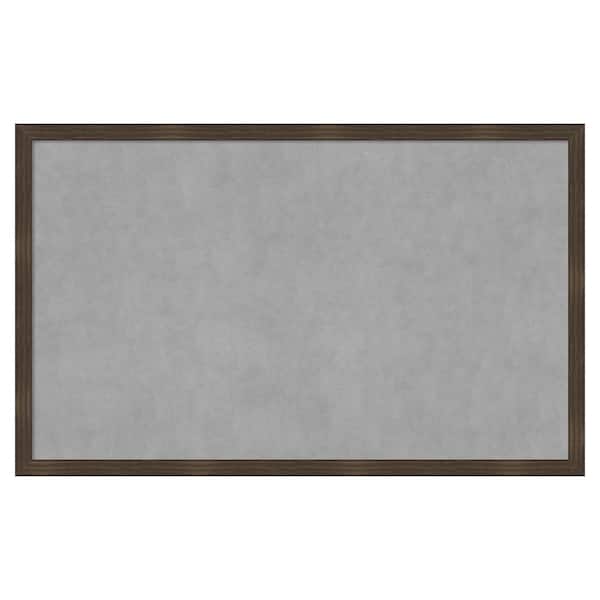 Amanti Art Woodgrain Stripe Chocolate 42 in. x 26 in. Framed Magnetic Board