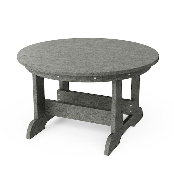 Wildridge Heritage 31.5 in. Dark Gray Round HDPE Plastic Outdoor Conversation Table