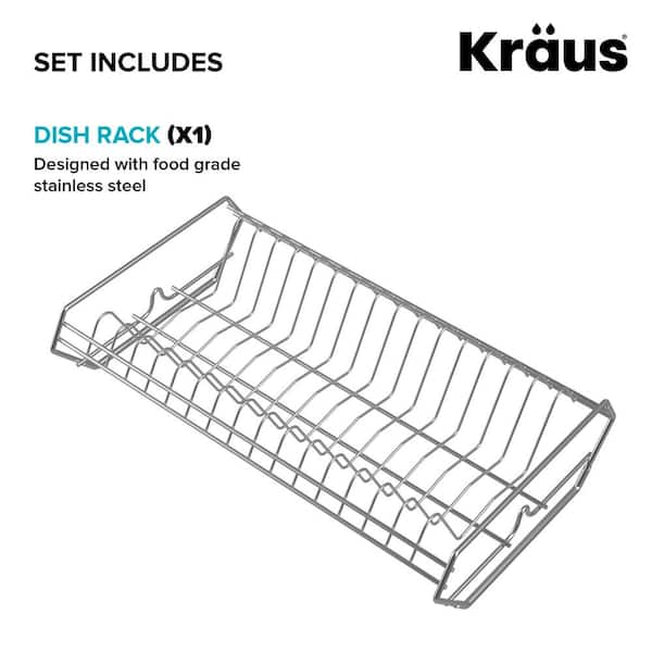 Kraus KDR-3 Kore Kitchen Sink Dish Drying Rack Drainer and Utensil Holder,  17 inch, Silver