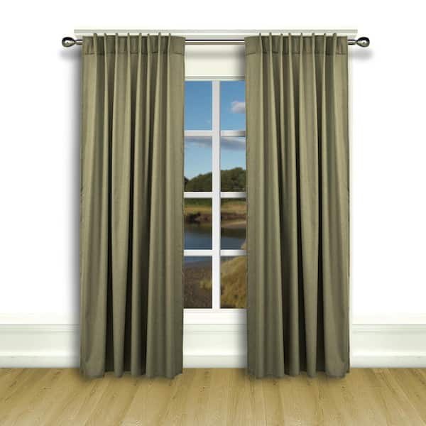 RICARDO Spanish Moss Woven Rod Pocket Room Darkening Curtain - 56 in. W x 63 in. L