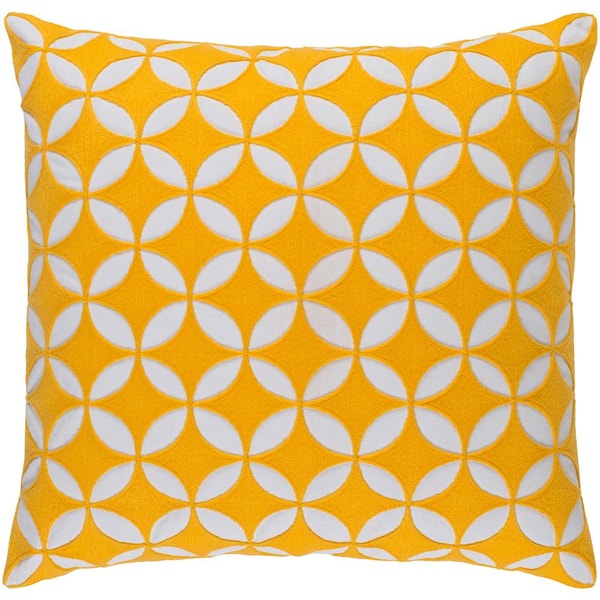 Livabliss Bulstrode Yellow Geometric Polyester 18 in. x 18 in. Throw Pillow