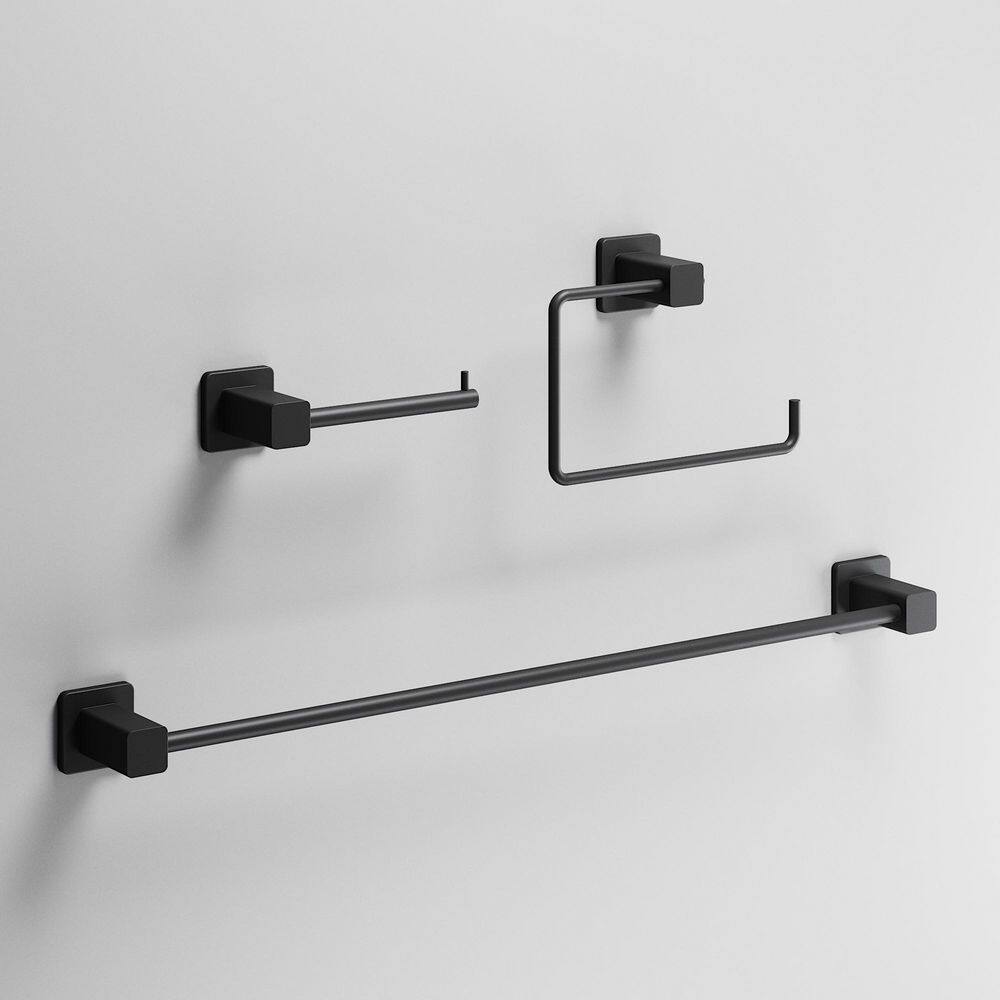 Meridian 3-Piece Bath Hardware Set with 24 in. Towel Bar, Toilet Paper Holder, Hand Towel Holder in Matte Black price history on PriceWatchPro