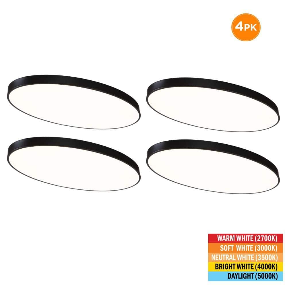 4-Pack 32 in. x 18 in. Oval Black LED Flush Mount Ceiling Light Fixture 2700K 3000K 3500K 4000K 5000K 3500 Lumens 52-Wat price history on PriceWatchPro
