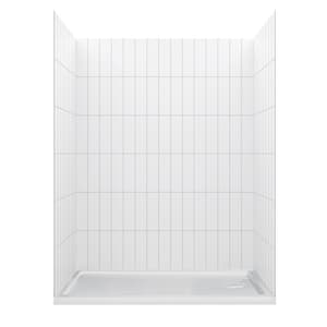 Jetcoat 60 in. L 36 in. W 78 in. H 2 Piece Alcove Shower Kit with Glue Up Shower Wall and Shower Pan in White Subway