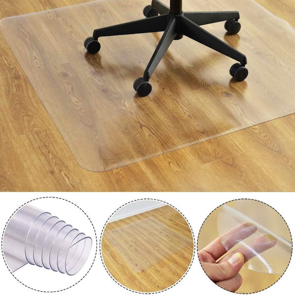 48" x 37" PVC Protector Clear Chair Mat Home Office Rolling Chair Floor Carpet