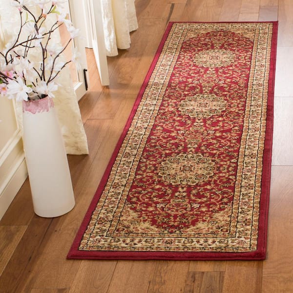 Lyndhurst Red/Ivory 2 ft. x 14 ft. Antique Medallion Border Runner Rug