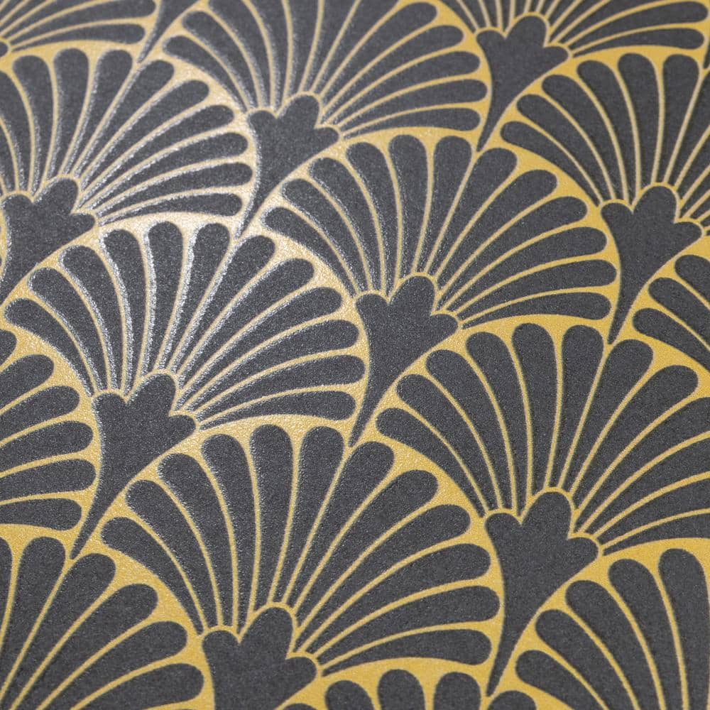 Manhattan Noir 12" x 12" Gold Motif Matte Porcelain Tile