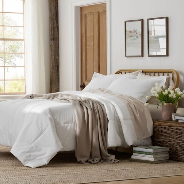 Company Cotton Garment Wash 4-Piece White Cotton Percale King Sheet Set