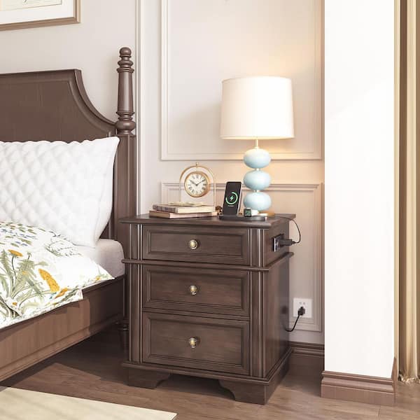 Brown 3 Drawer 24. 02 in. Wide Nightstand