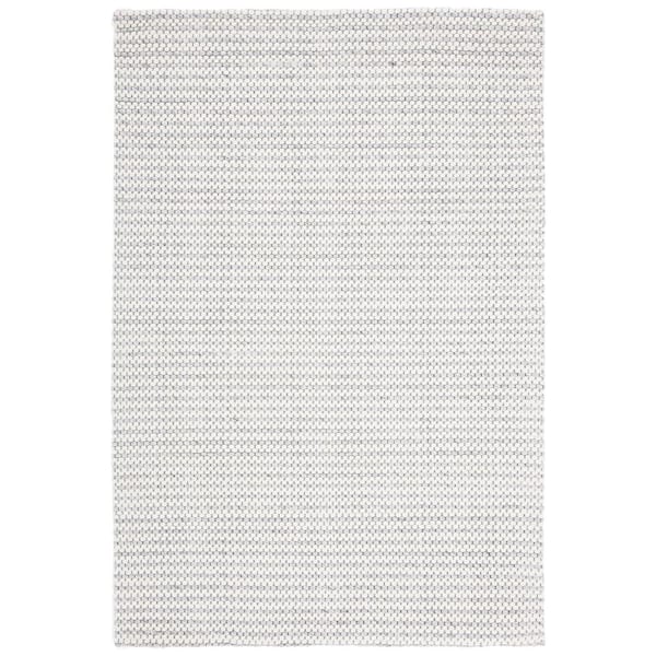 SAFAVIEH Marbella Light Gray/Ivory Doormat 3 ft. x 5 ft. Interlaced Striped Area Rug