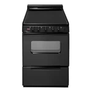 24 in. 2.97 cu. ft. Freestanding Smooth Top Electric Range in Black