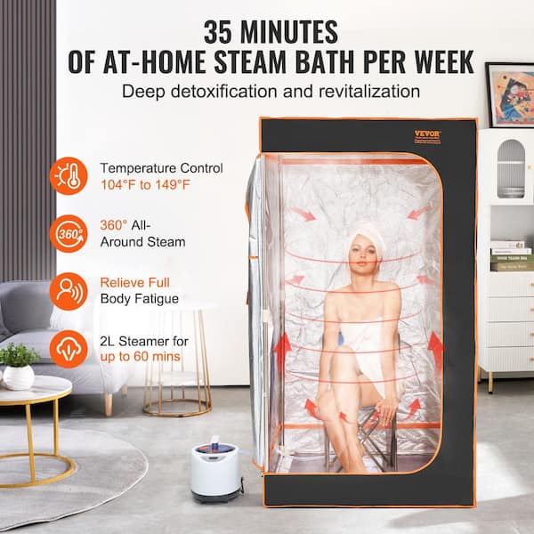 VEVOR Portable Steam Sauna Tent 1-Person Indoor Metal Frame