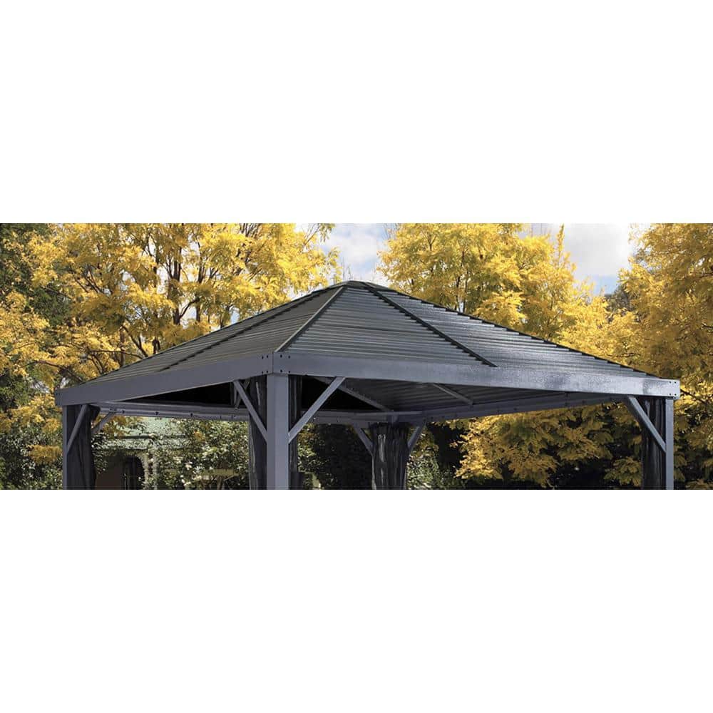 Sanibel Light Gray 8 ft. x 8 ft. Galvanized Steel Gazebo