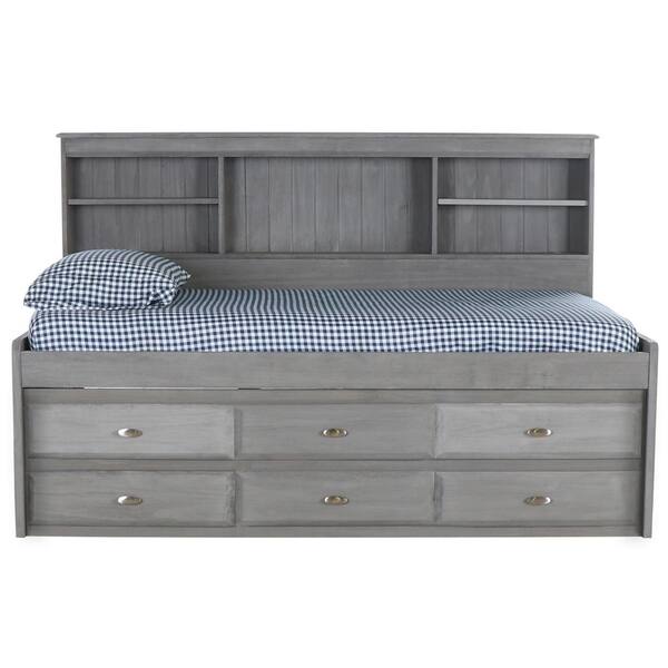 Charcoal Gray Twin Size Daybed With, Discovery World Furniture Twin Bookcase Daybed With 6 Drawers