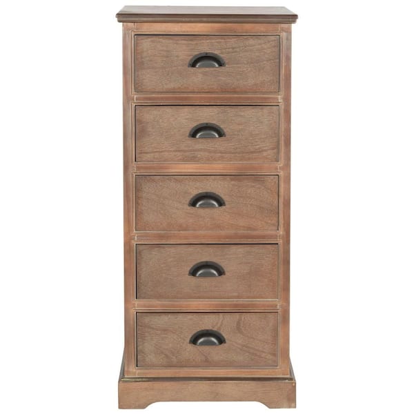 Safavieh Griffin 41.3 in. H x 17.7 in. W 5-Drawer Chest in Washed Natural Pine