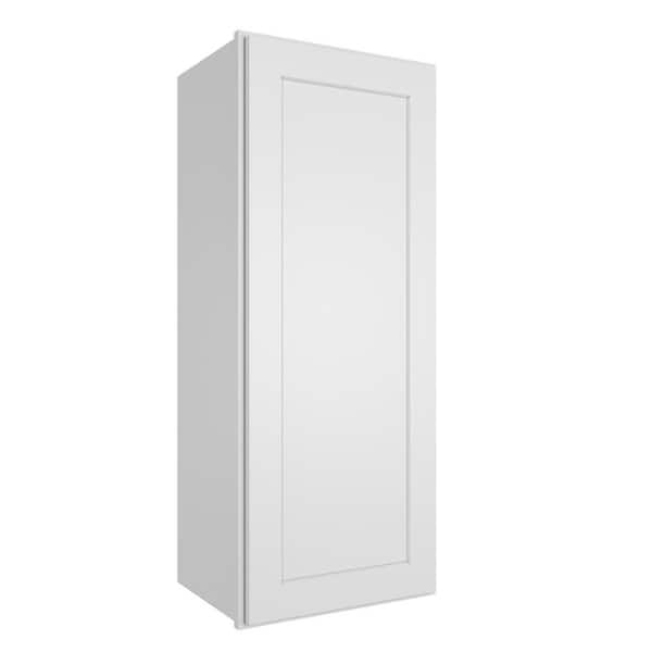15 in. W x 12 in. D x 42 in. H in Shaker White Plywood Ready to Assemble Wall Cabinet 1-Door 3-Shelves Kitchen Cabinet