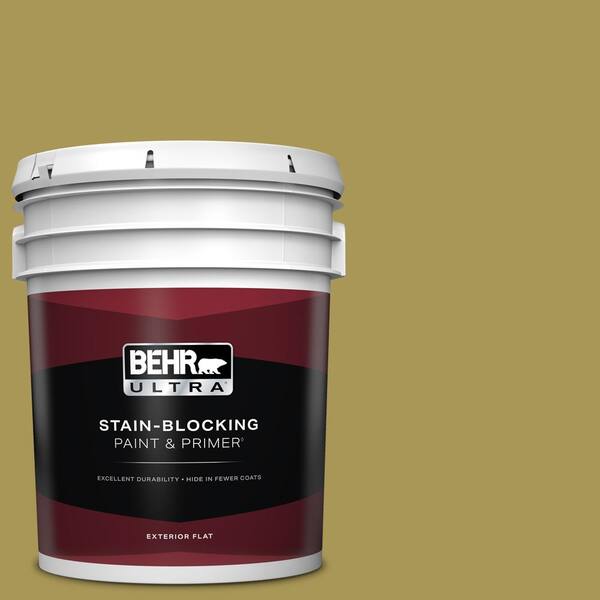 BEHR ULTRA 5 gal. #390D-6 Spring Moss Flat Exterior Paint & Primer