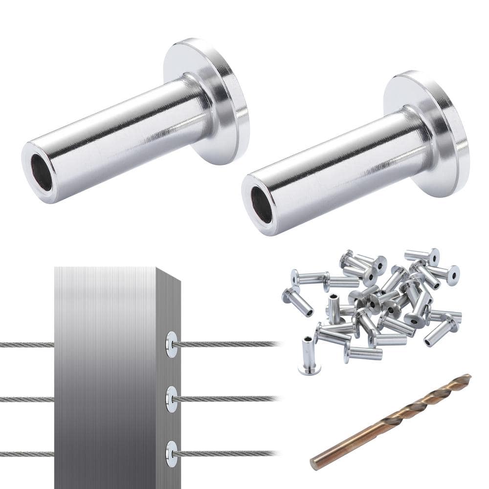 121 Pack Protector Sleeves for 1/8 in. Wire Rope Cable Railing DIY Balustrade T316 Marine Grade Come with Drill Silver price history on PriceWatchPro