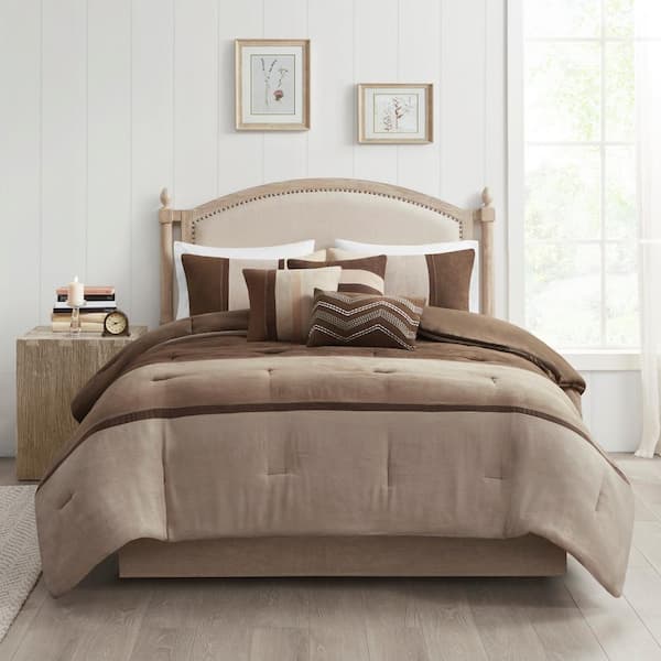Madison Park Hanover 7-Piece Brown Polyester California King Comforter Set