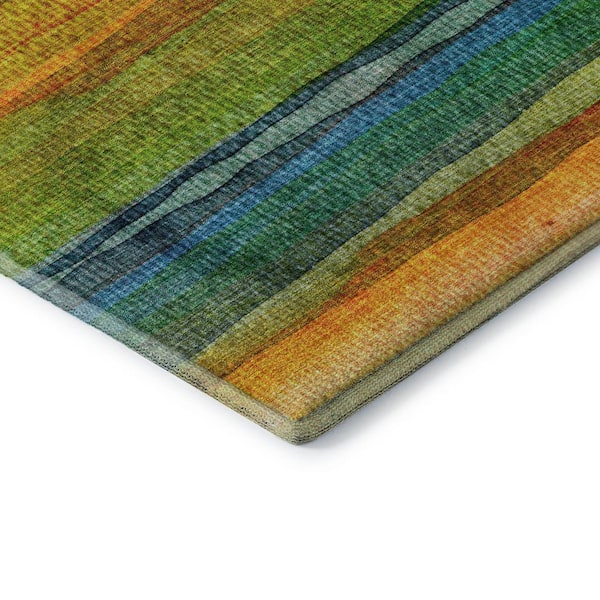 Mayfield Premium Machine Washable Abstract AMF2093 Green 8 ft. x 10 ft. Area Rug