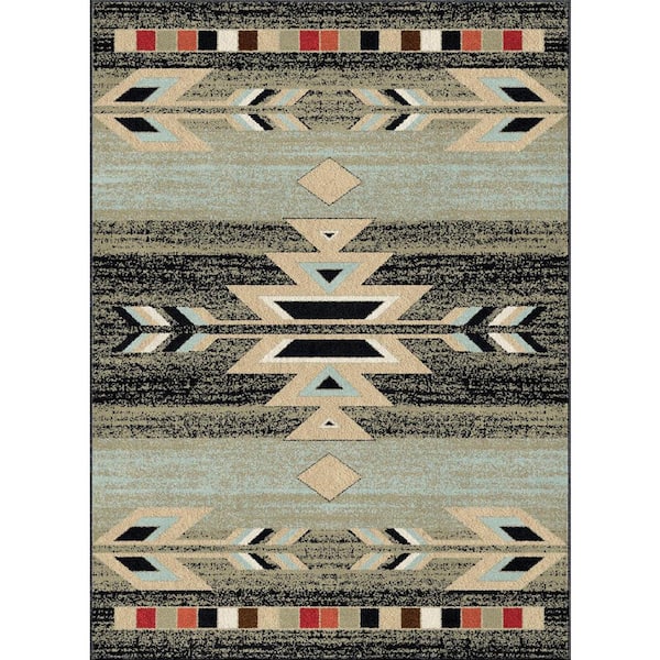 Hearthside Rio Grande Lodge Ebony 5 ft. x 8 ft. Woven Abstract Polypropylene Rectangle Area Rug