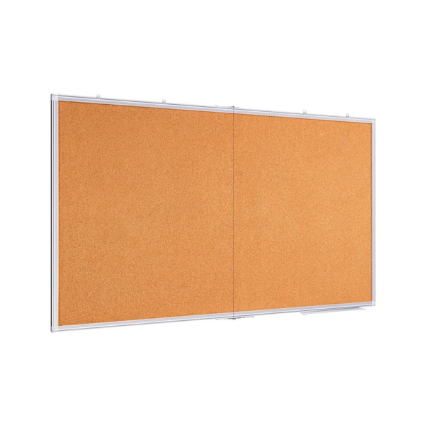 Large Cork Board 96 x 48 in. Bulletin Boardss, 8 ft. x 4 ft. Extra Aluminum Framed Corkboard, Foldable Wall Mounted Back