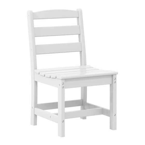 Shoreside All-Weather Plastic Outdoor Patio Armless Dining Side Chair, White