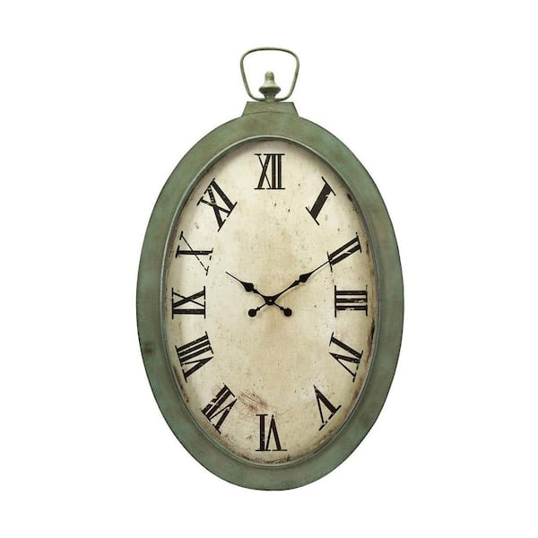 IMAX Noran White and Green Oversized Oval Wall Clock