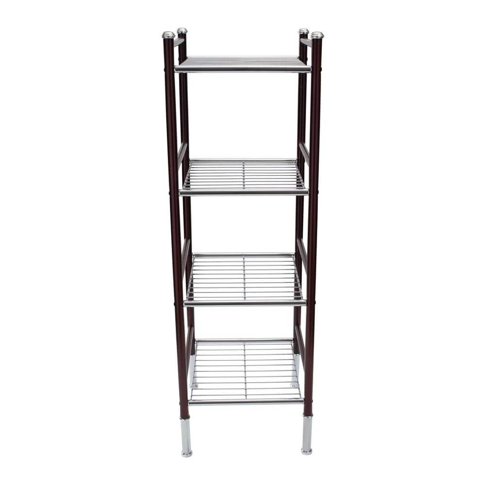 Bronze and Chrome 4-Tier Freestanding Wire Storage Shelf