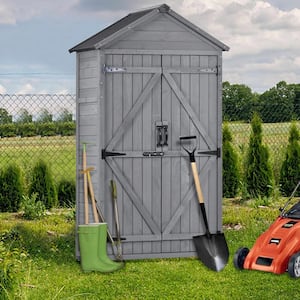 2.95 ft. W x 1.9 ft. D Gray Garden Wood Lean-to Storage Shed Tool Organizer with Lockable Door (5.6 sq. ft.)