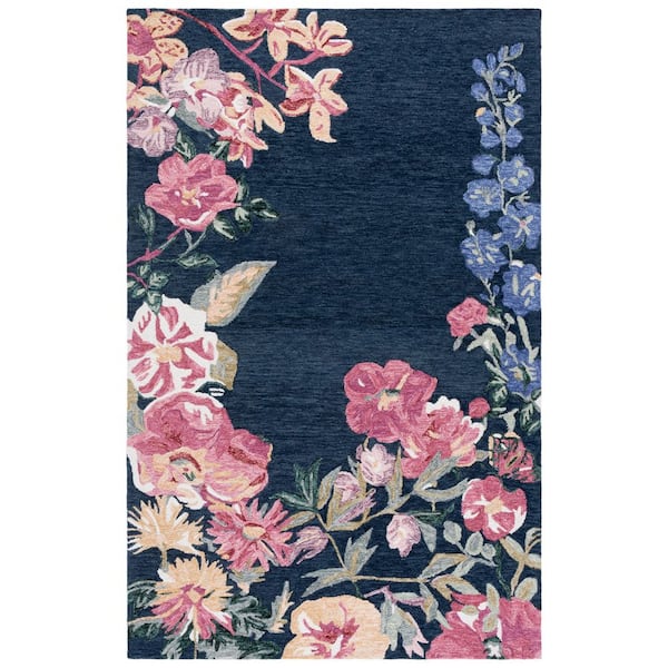 Jardin 5 ft. x 8 ft. Navy/Pink Floral Area Rug