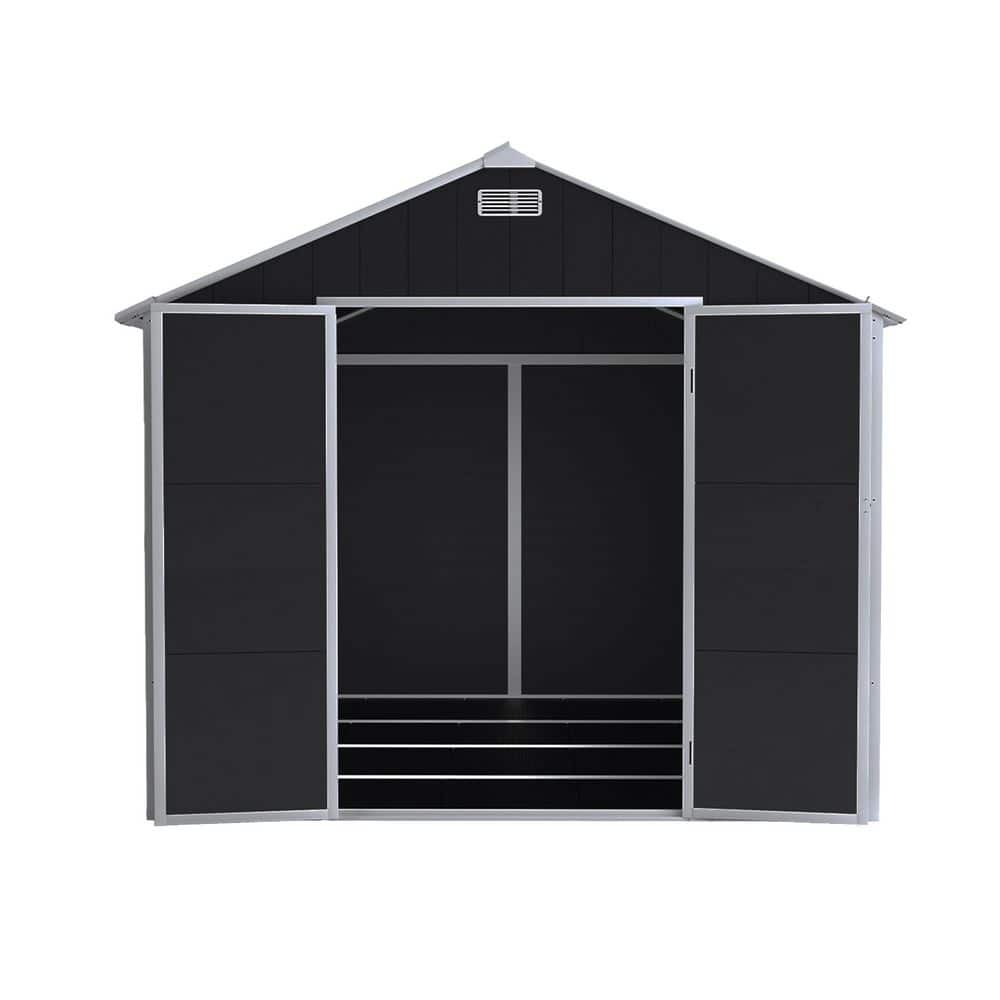 8 ft. x 32 sq ft. Resin Storage Shed with HD Windows, Door PadLock Compatible and All Weather Proof Shed in Dark Gray price history on PriceWatchPro