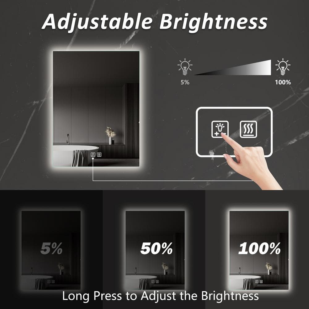 HOMLUX Frameless LED Bathroom Vanity Mirror with Anti-Fog Technology