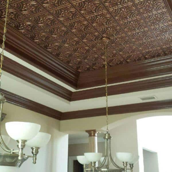 Antique Copper Faux Tin Ceiling Tiles, 24x24 Inch, Set of 25