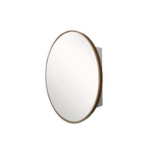 26 in. W x 26 in. H Round Metal Framed Surface Mount Medicine Cabinet with Mirror in Brushed Gold