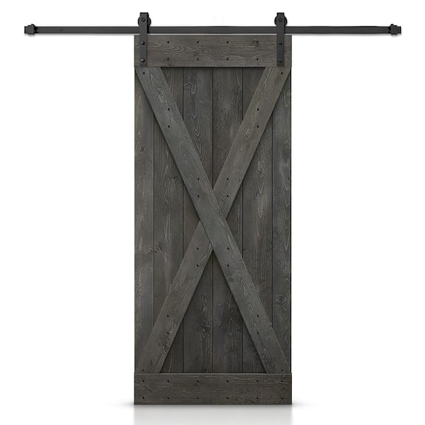 Calhome 48 In. X 84 In. X Carbon Gray Stained Diy Wood Interior Sliding 