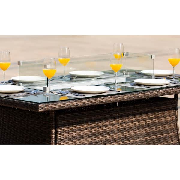 moda furnishings TOTEM 7-Piece Wicker Patio Fire Pit