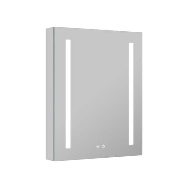 24 in. W x 30 in. H Rectangular Aluminum Recessed or Surface Mount Medicine Cabinet with Mirror and Lighted, Defog,2 USB