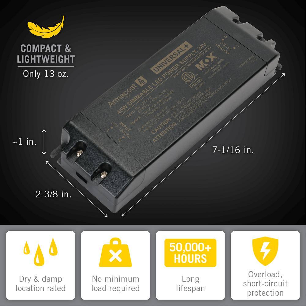 Black 24V DC Dimmable LED Driver Power Supply