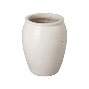 16 in. x 20 in. H Ceramic Tall Jar Planter, White