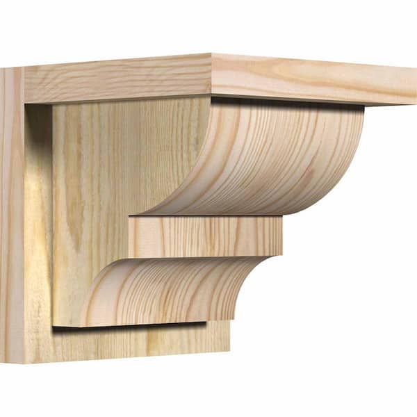 Ekena Millwork 8 in. x 8 in. x 8 in. Douglas Fir Ridgewood Rough Sawn Corbel with Backplate
