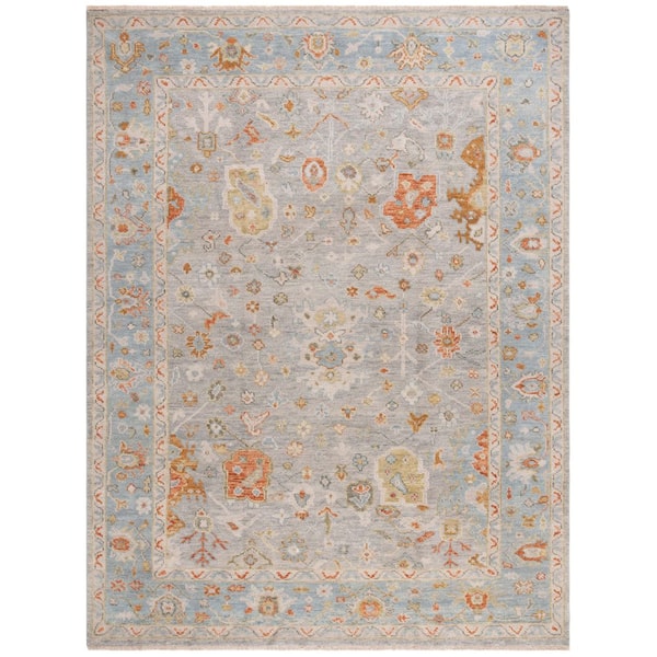 Samarkand 6 ft. x 9 ft. Blue/Gray Ornate Border Area Rug