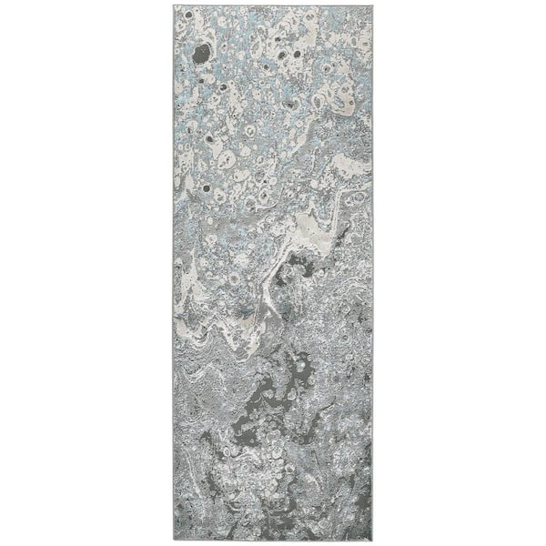 Weave & Wander Aurelian Silver Gray/Teal 3 ft. x 8 ft. Watercolor ...
