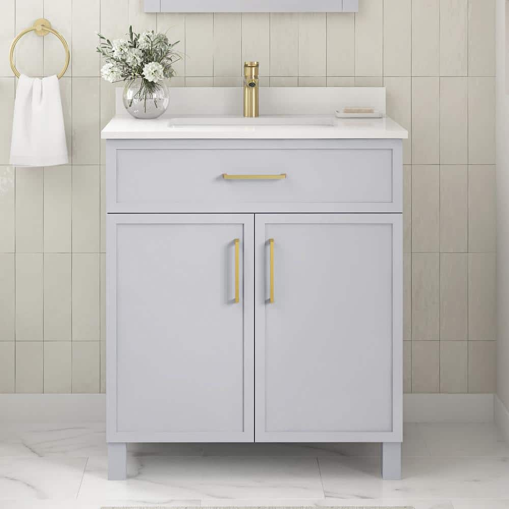 Reviews for Home Decorators Collection Bilston 30 in. Single Sink Dove ...