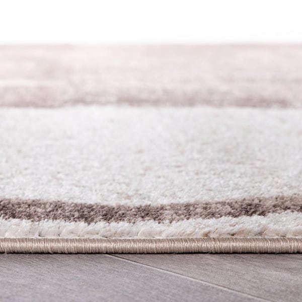 Contemporary Abstract Circle Design Cream 6 ft. 6 in. x 9 ft. Indoor Area Rug