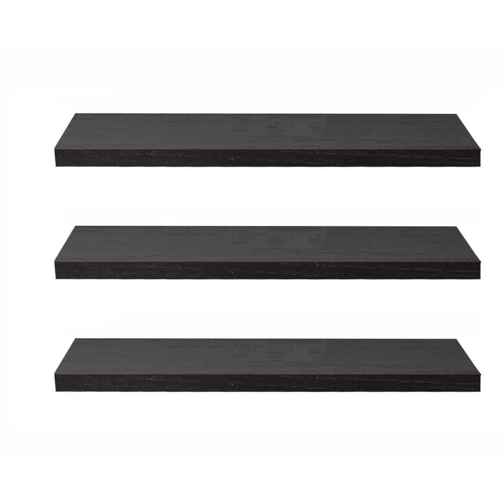 24 in. W x 6.7 in. D Black Floating Shelves (Set of 3) Decorative Wall Shel