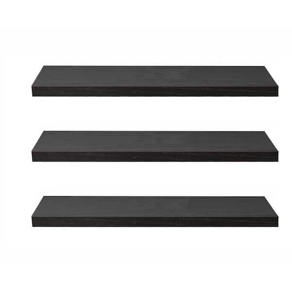 Unbranded 24 in. W x 6.7 in. D Black Floating Shelves (Set of 3) Decorative Wall Shelf