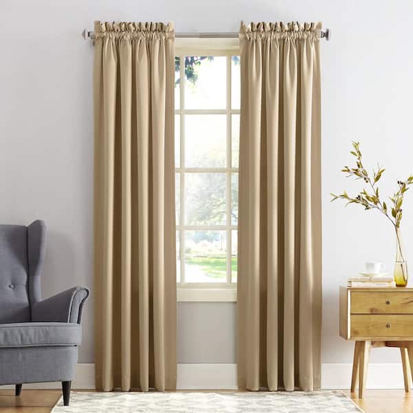 Sun Zero Gregory Taupe Polyester 54 in. W x 108 in. L Rod Pocket Room Darkening Curtain (Single Panel)