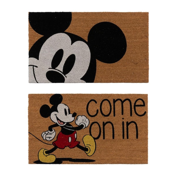 Disney Mickey Mouse Smile and Come In 20 in. x 34 in. Coir Door Mat (2-Pack)