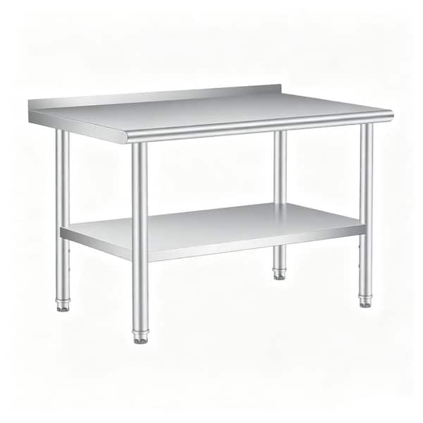 72"x24"x35" Stainless Steel Prep Table Heavy Duty Work Table Outdoor Kitchen Workbench with Adjustable Shelf
